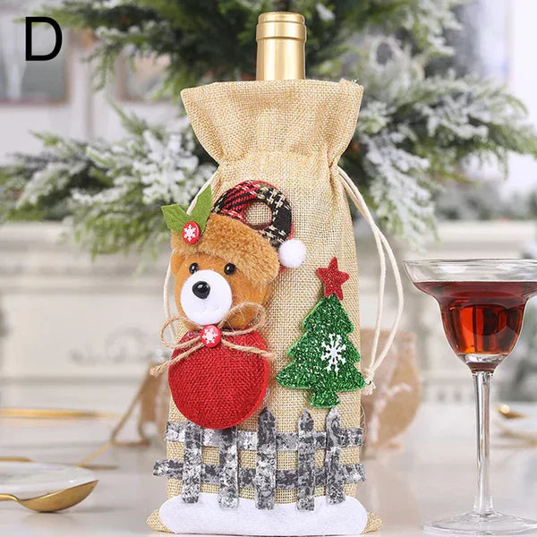 Decoração para Garrafa De Vinho De Natal