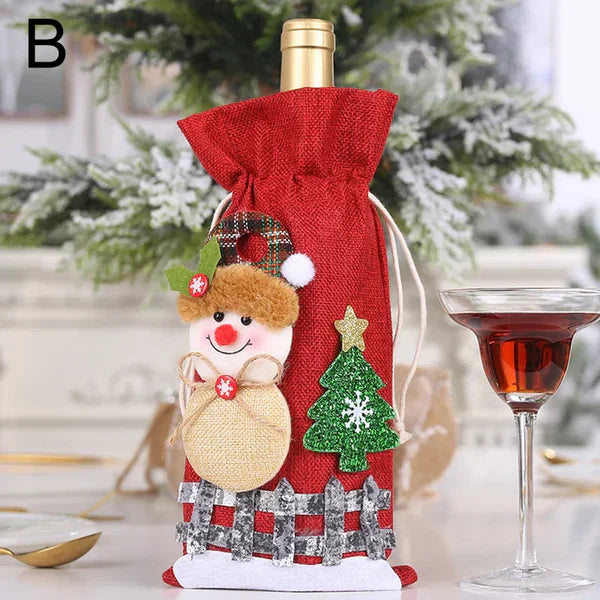 Decoração para Garrafa De Vinho De Natal