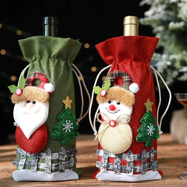 Decoração para Garrafa De Vinho De Natal