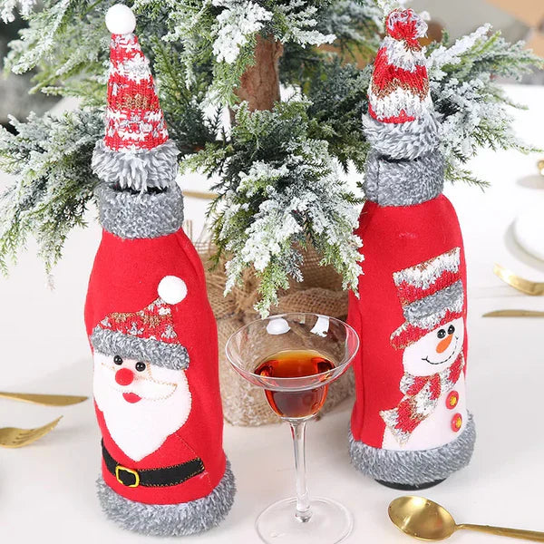 Decoração para Garrafa De Vinho De Natal