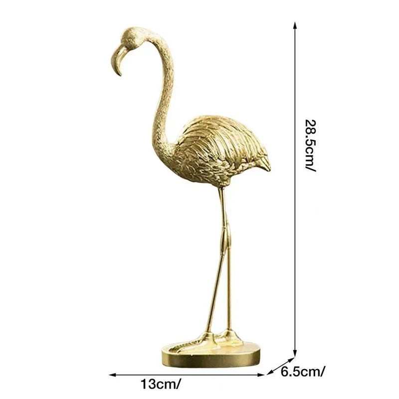 Escultura Decorativa Flamingo Dourado