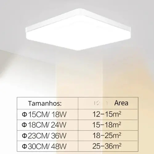 Luminária de teto Quadrada Moderna LED Bivolt